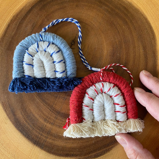 SALE; Macrame Rainbow Ornament