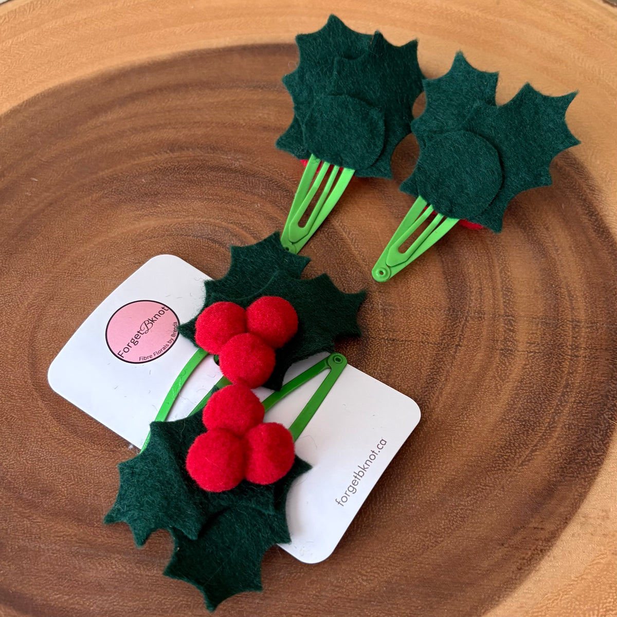 Holiday Holly Hair Clips