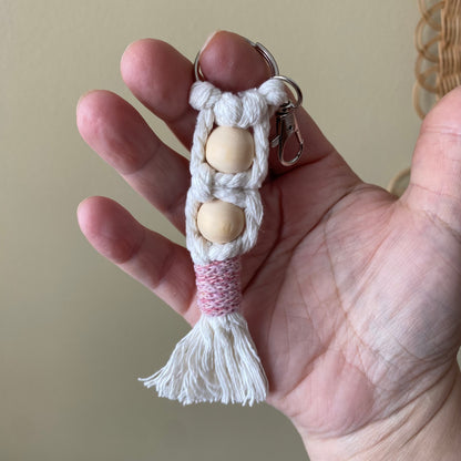 Macrame & Wooden Bead Keychain/ Bag Charm