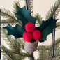 Holiday Hanging Holly & Mistletoe Tree Ornaments