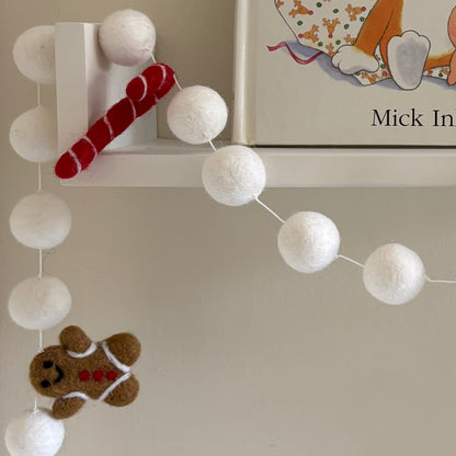 Felt Red Gingerbread Garland