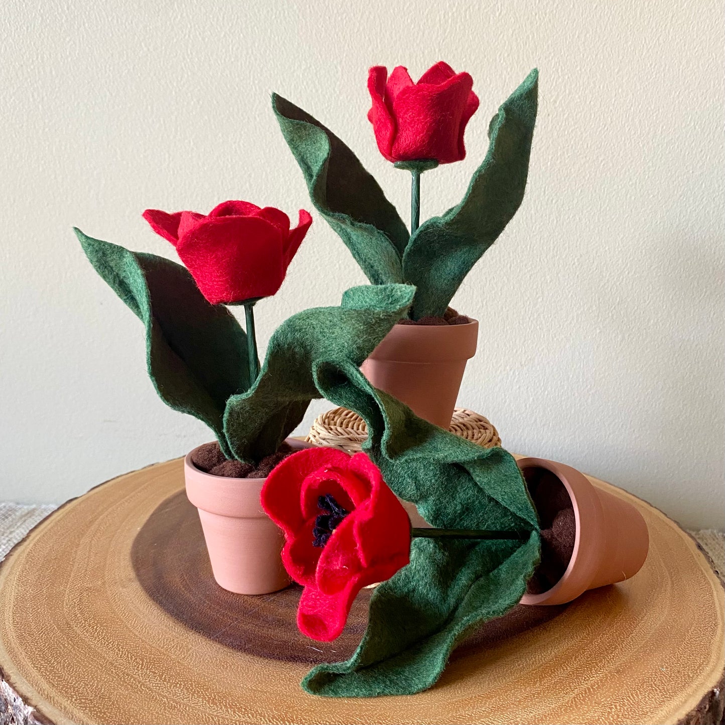 Handmade Felt Tulip in Terracotta Pot