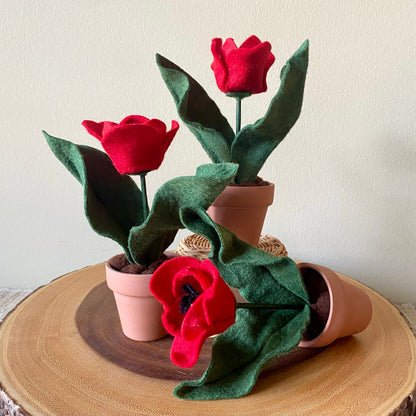 Handmade Felt Tulip in Terracotta Pot