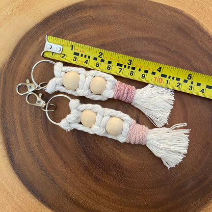 Macrame & Wooden Bead Keychain/ Bag Charm