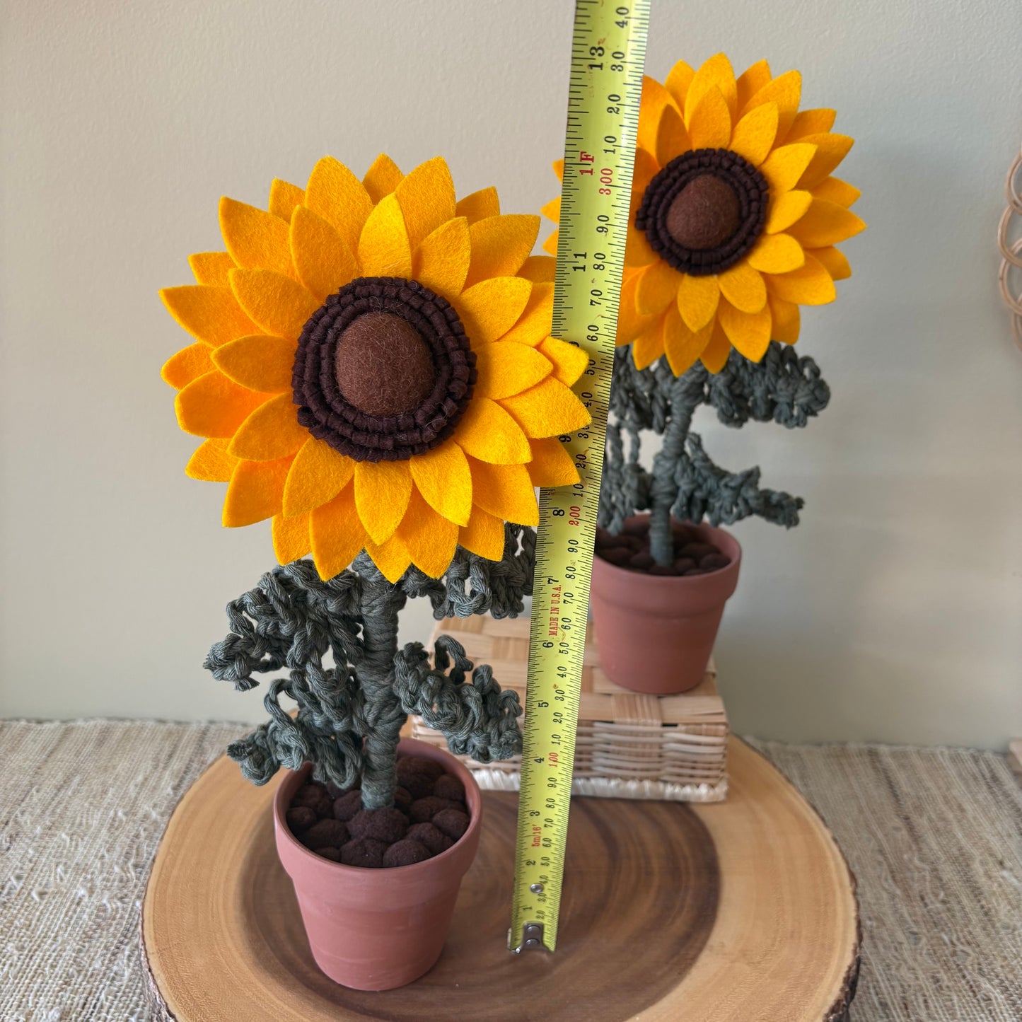 Tall Macrame and Felt Sunflower