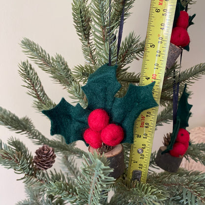 Holiday Hanging Holly & Mistletoe Tree Ornaments