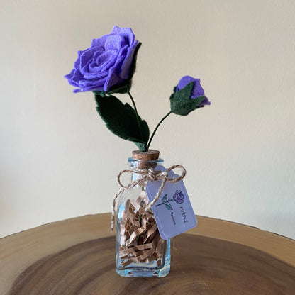 Handcrafted Felt Rose in Vase