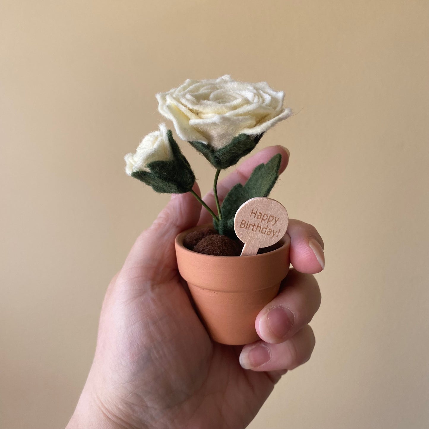 “Happy Birthday” Forever Felt Flower