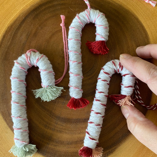 SALE: Macrame Candy Cane