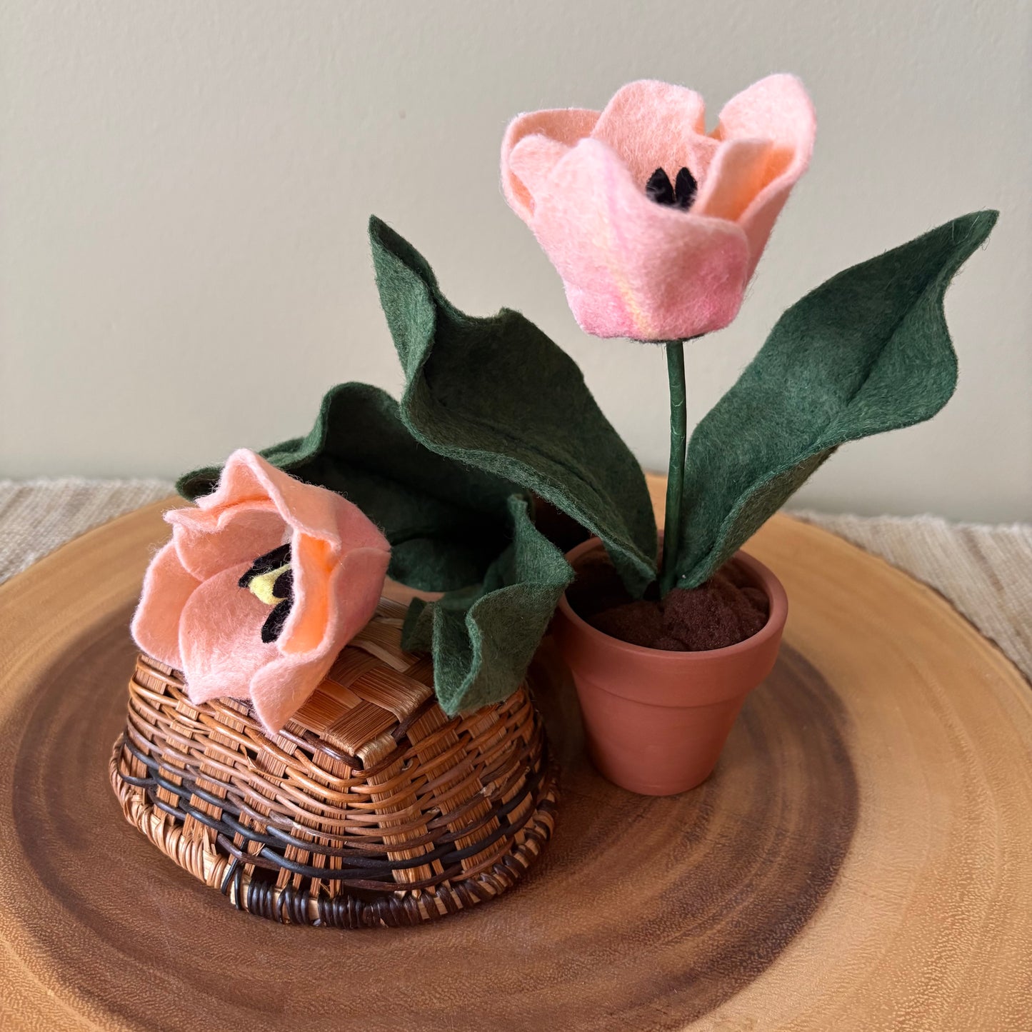 Handmade Felt Tulip in Terracotta Pot