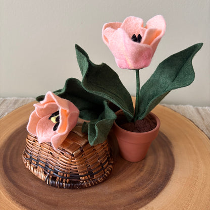 Handmade Felt Tulip in Terracotta Pot