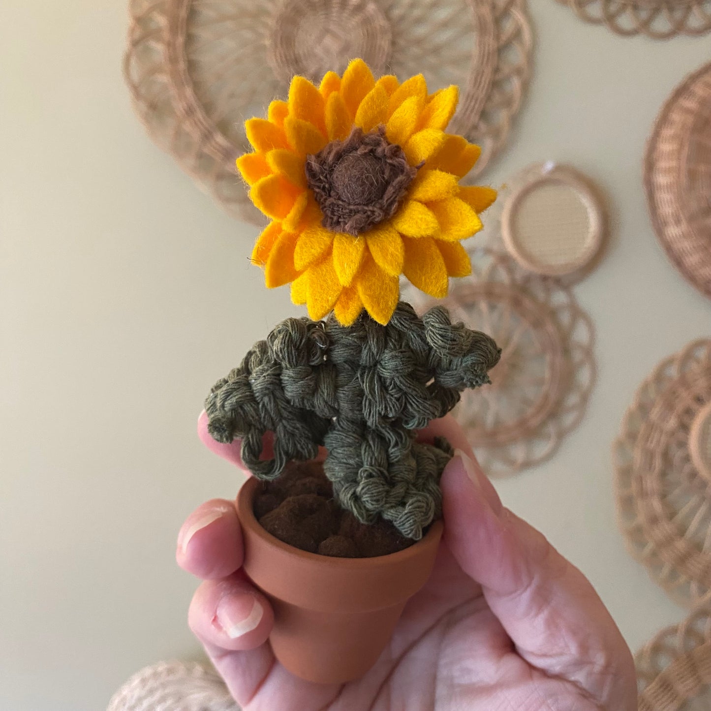 Macrame and felt sunflower ***older style***