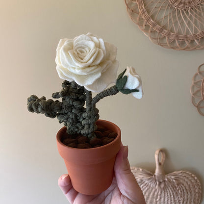 Macrame & Felt Rose (Vanilla or Peachy-pink) ***older style***