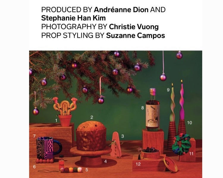 Chatelaine's Best Made-in-Canada gifts for 2023 under a Christmas tree.