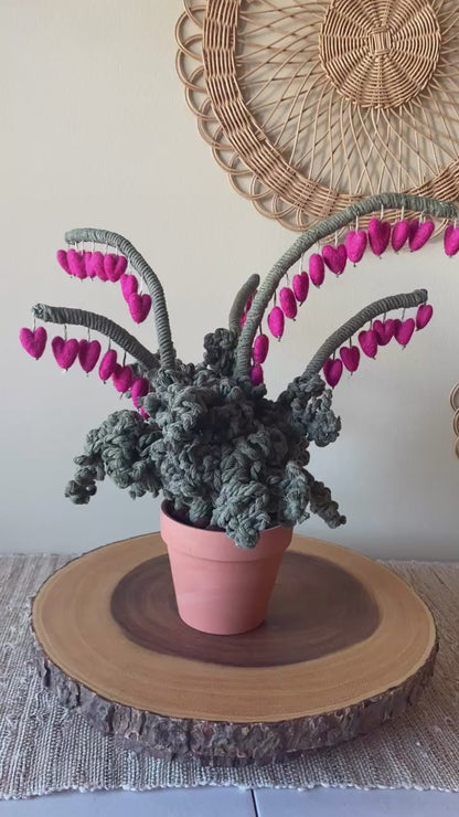 Huge Macrame and Felt Bleeding Heart Plant